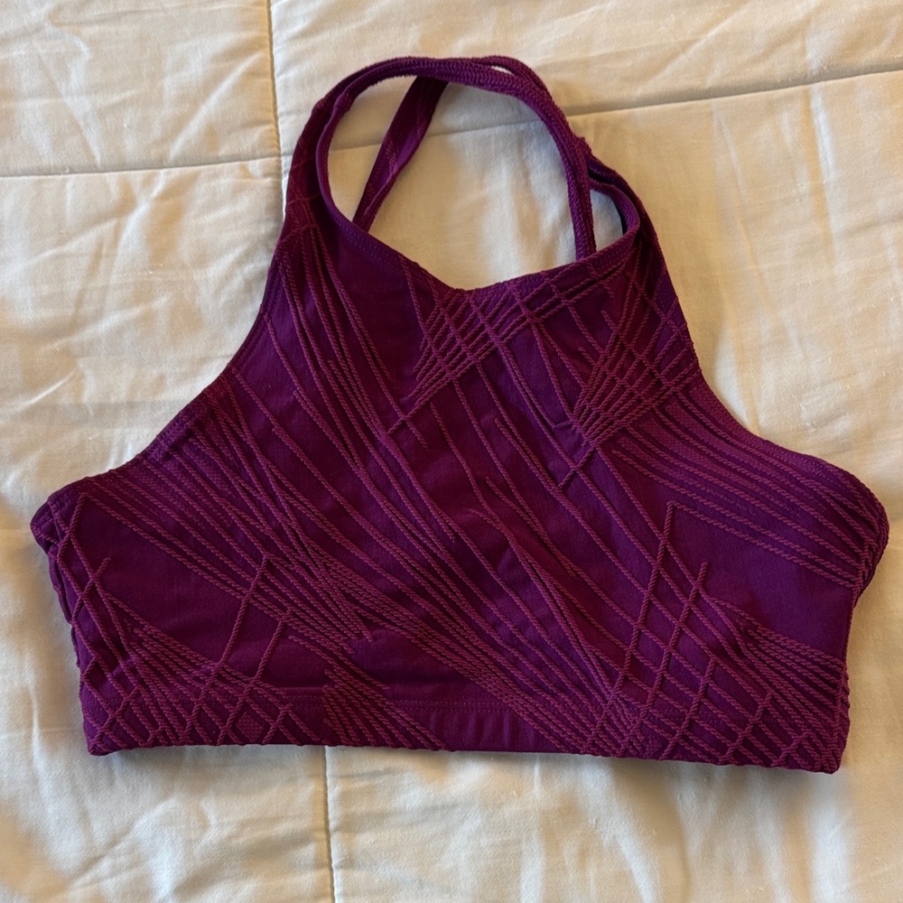 Onzie Flow Deep Purple textured Sports Bra Size Large